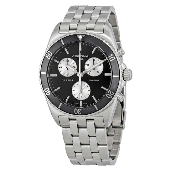 Certina, DS First Black Dial Men's Chronograph Watch