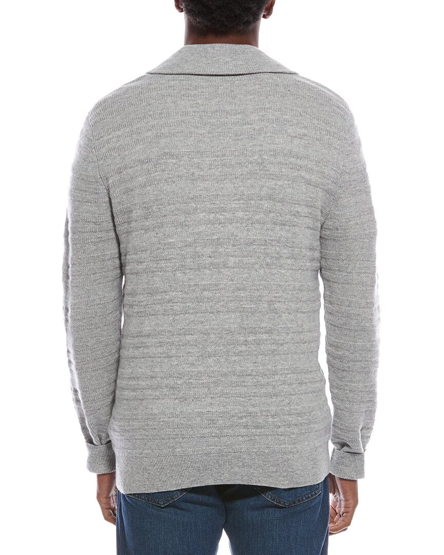 shawl collar fancy stitch wool & cashmere-blend pullover