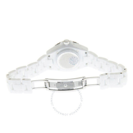 شانيل، ساعة J12 كوارتز نسائية بمينا أبيض مرصعة بالألماس