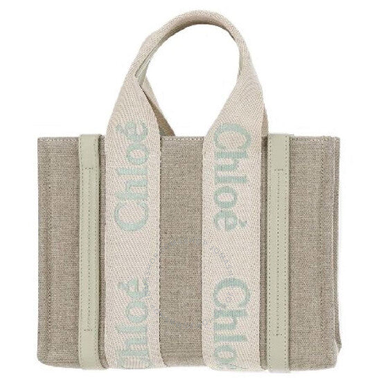 Chloé, Small Woody Logo Linen Tote Bag