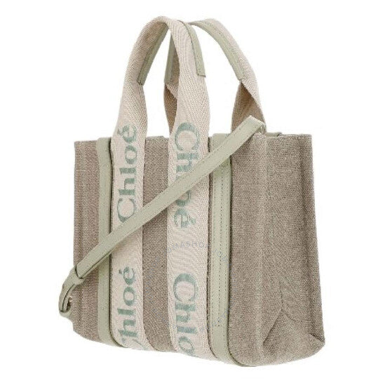Chloé, Small Woody Logo Linen Tote Bag
