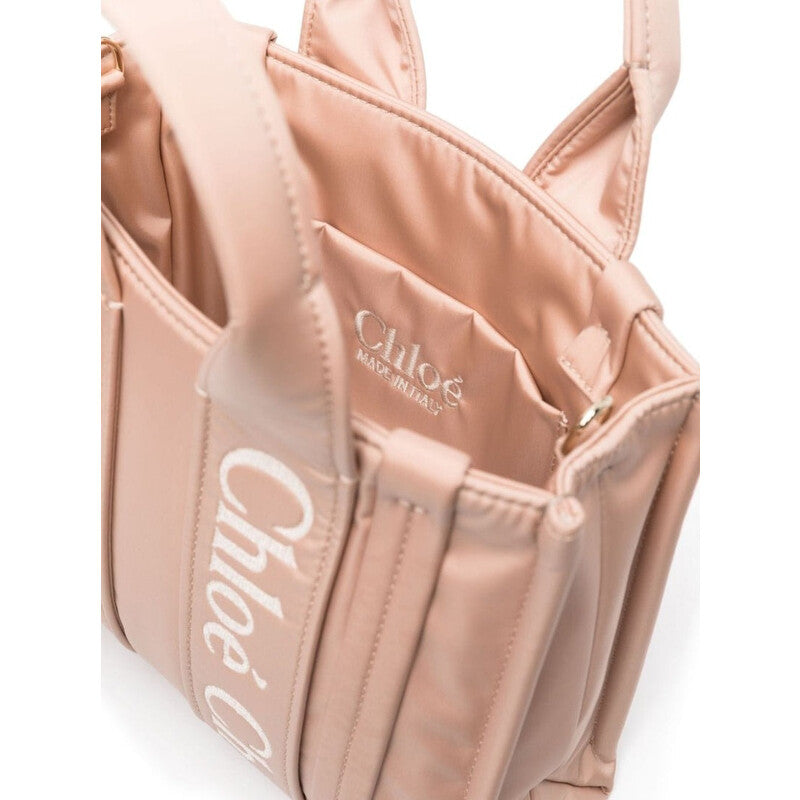 Woody Logo Small Nylon Tote Bag