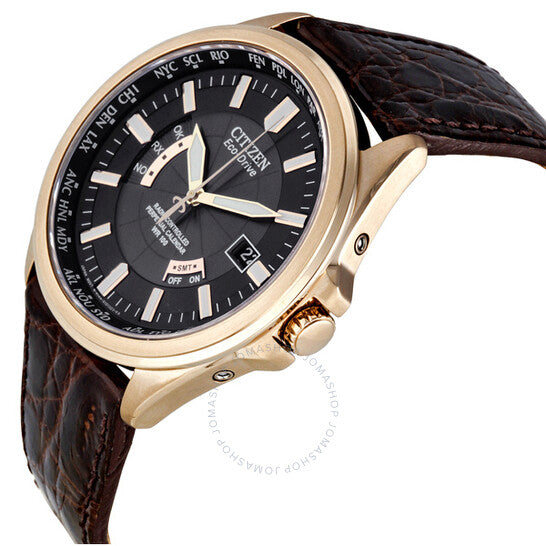 Citizen, Eco-drive Black Dial Brown Leather Men Watch