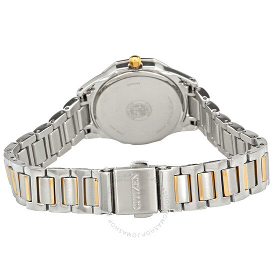 ساعة سيتيزن كوارتز نسائية بمينا زرقاء من الألماس بلونين