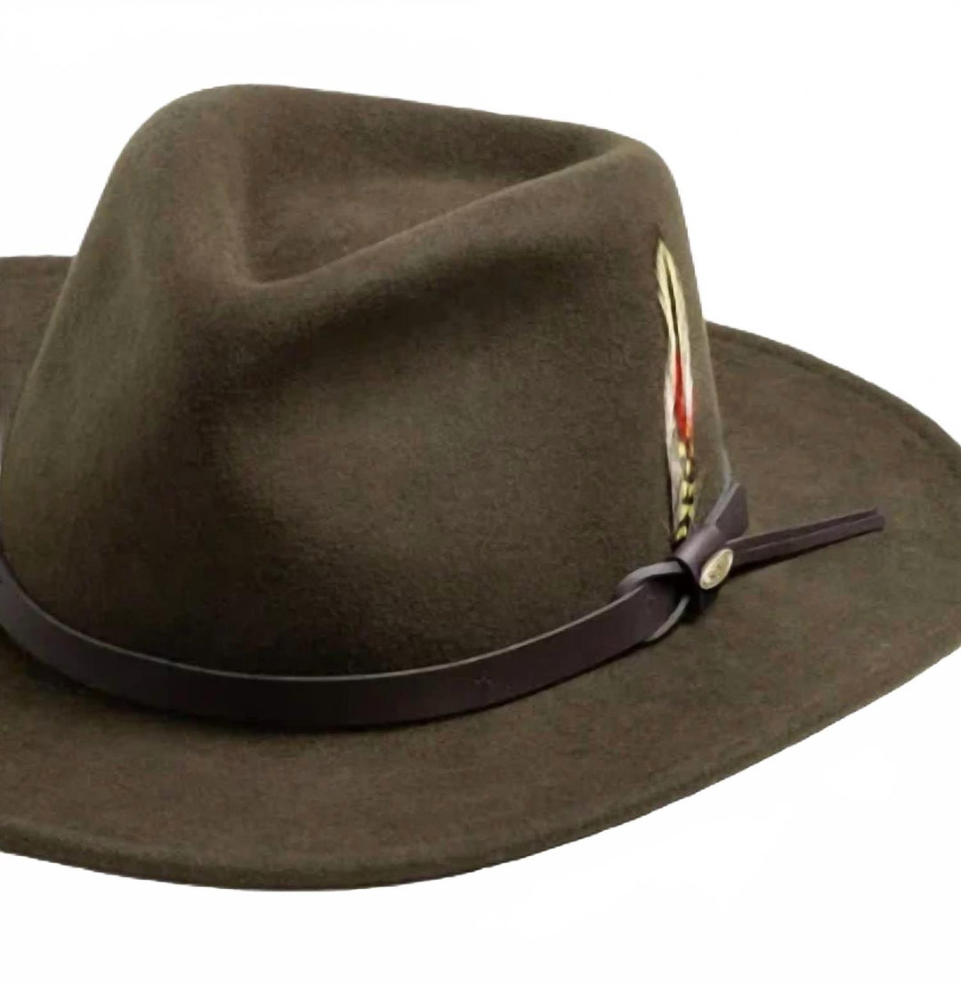 men's crushable felt outback hat in olive