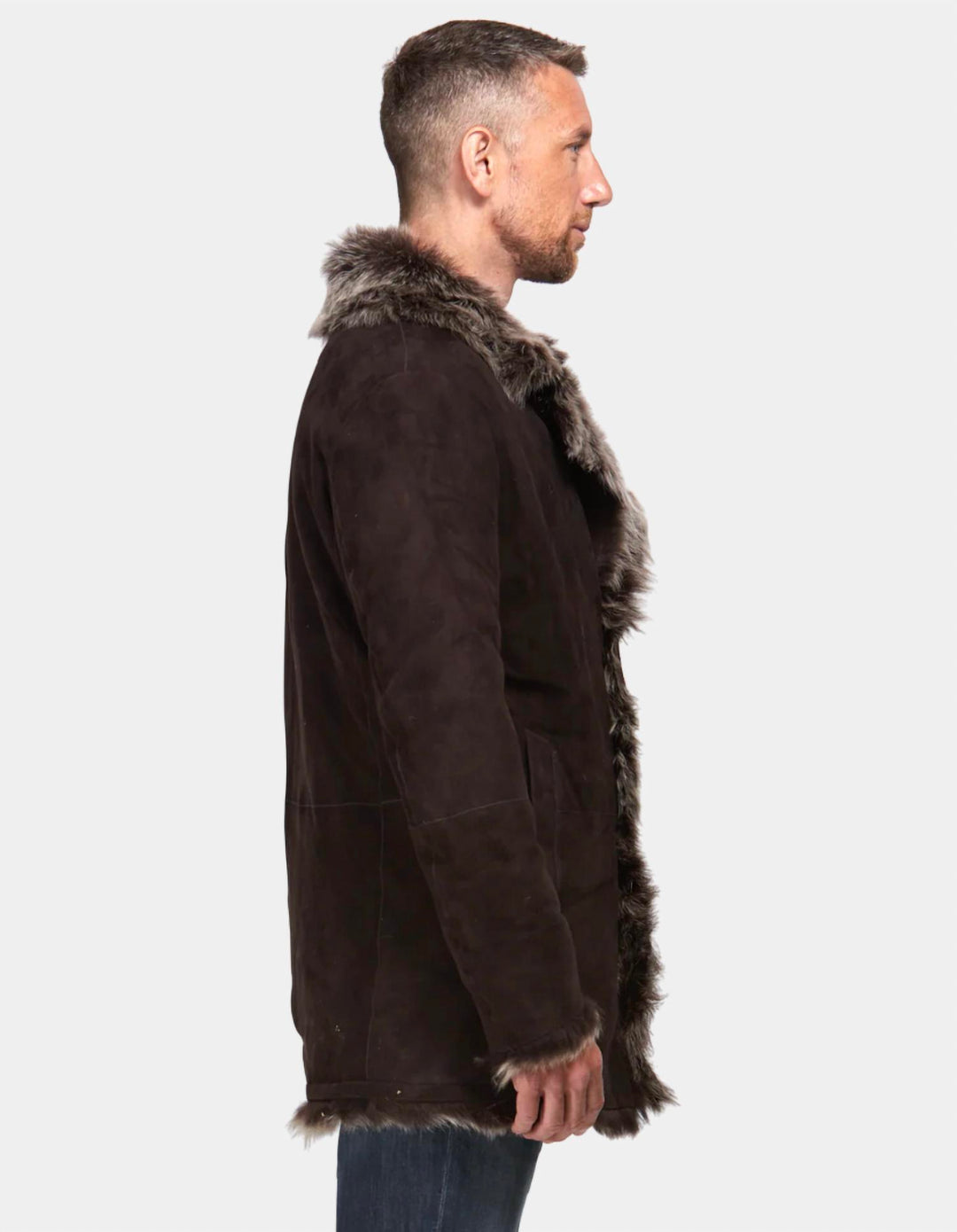 tyre pea coat in chocolate brown