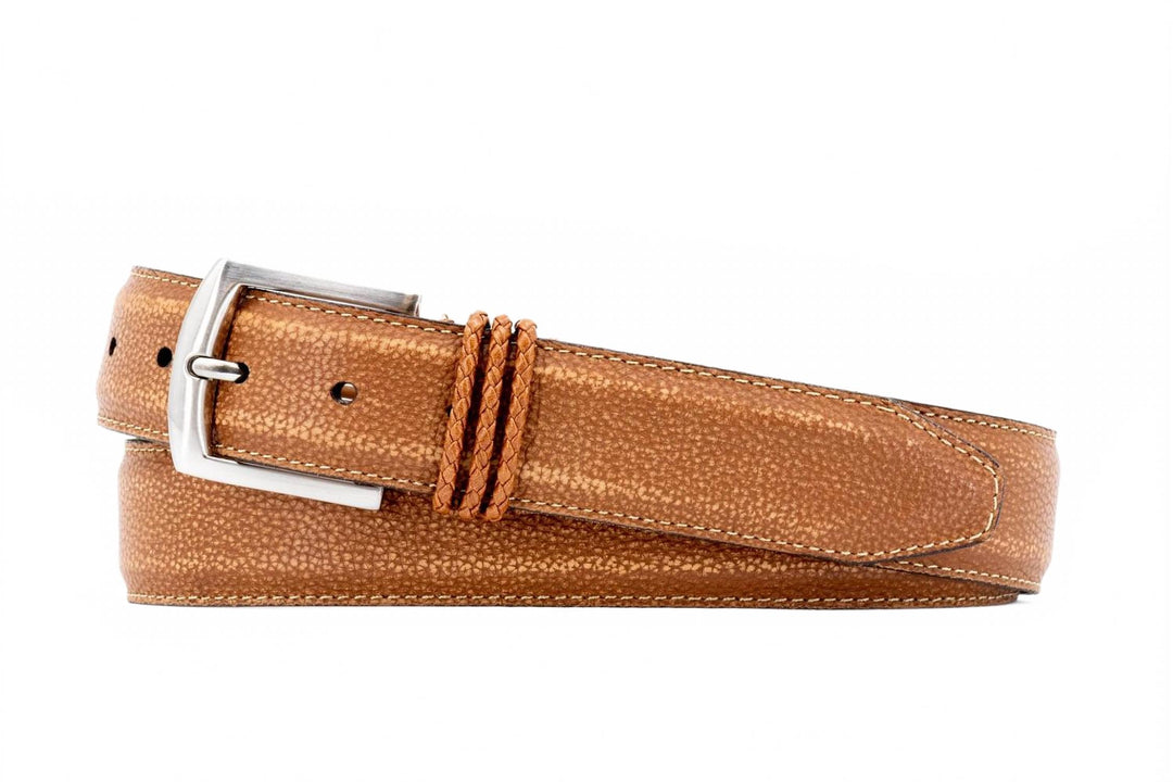 men's bermuda braid leather belt in old saddle