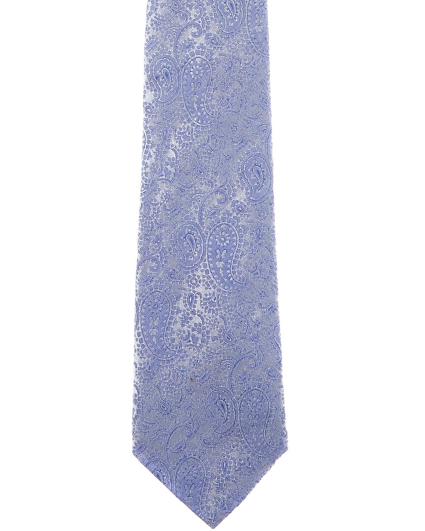 blue paisley linen & silk-blend tie