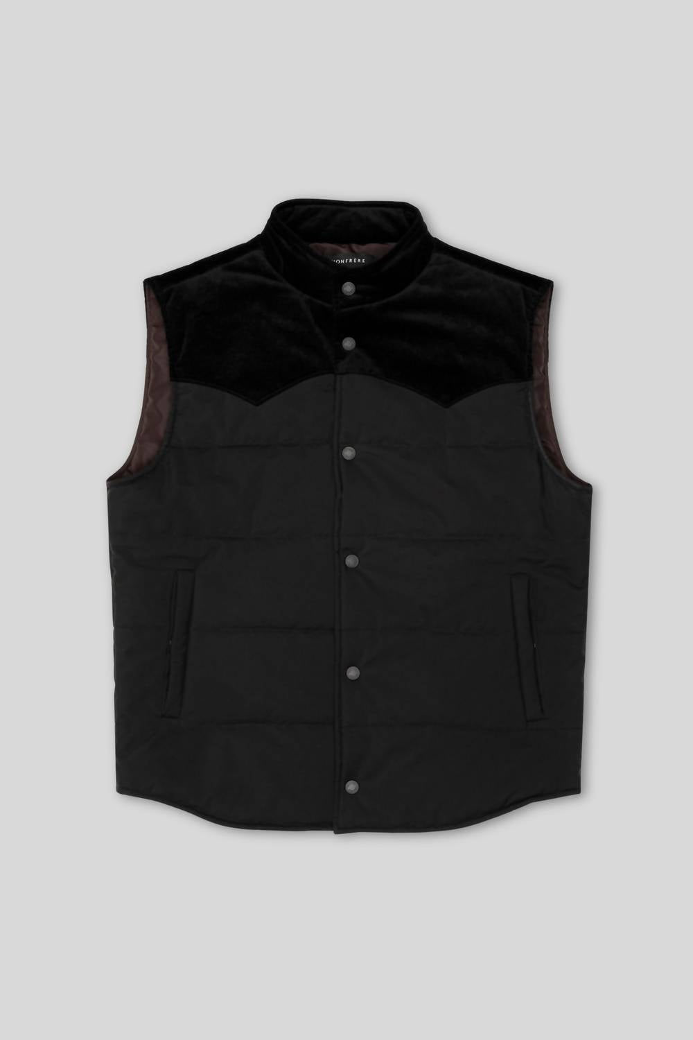 wayne needle cord vest in noir