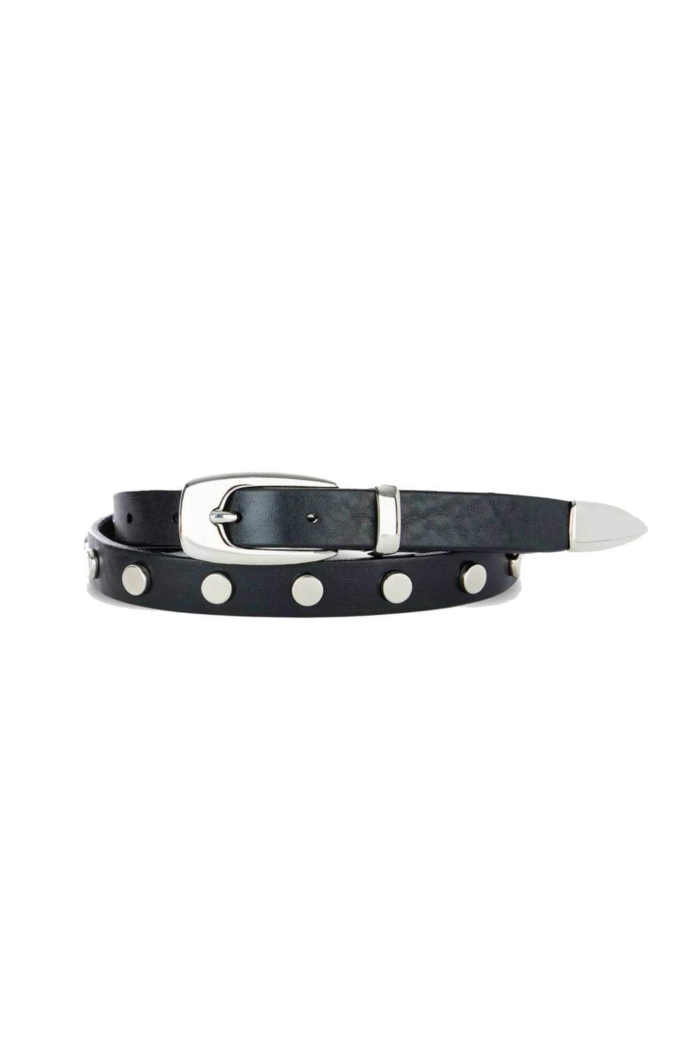 wanamaker leather belt in black/silver