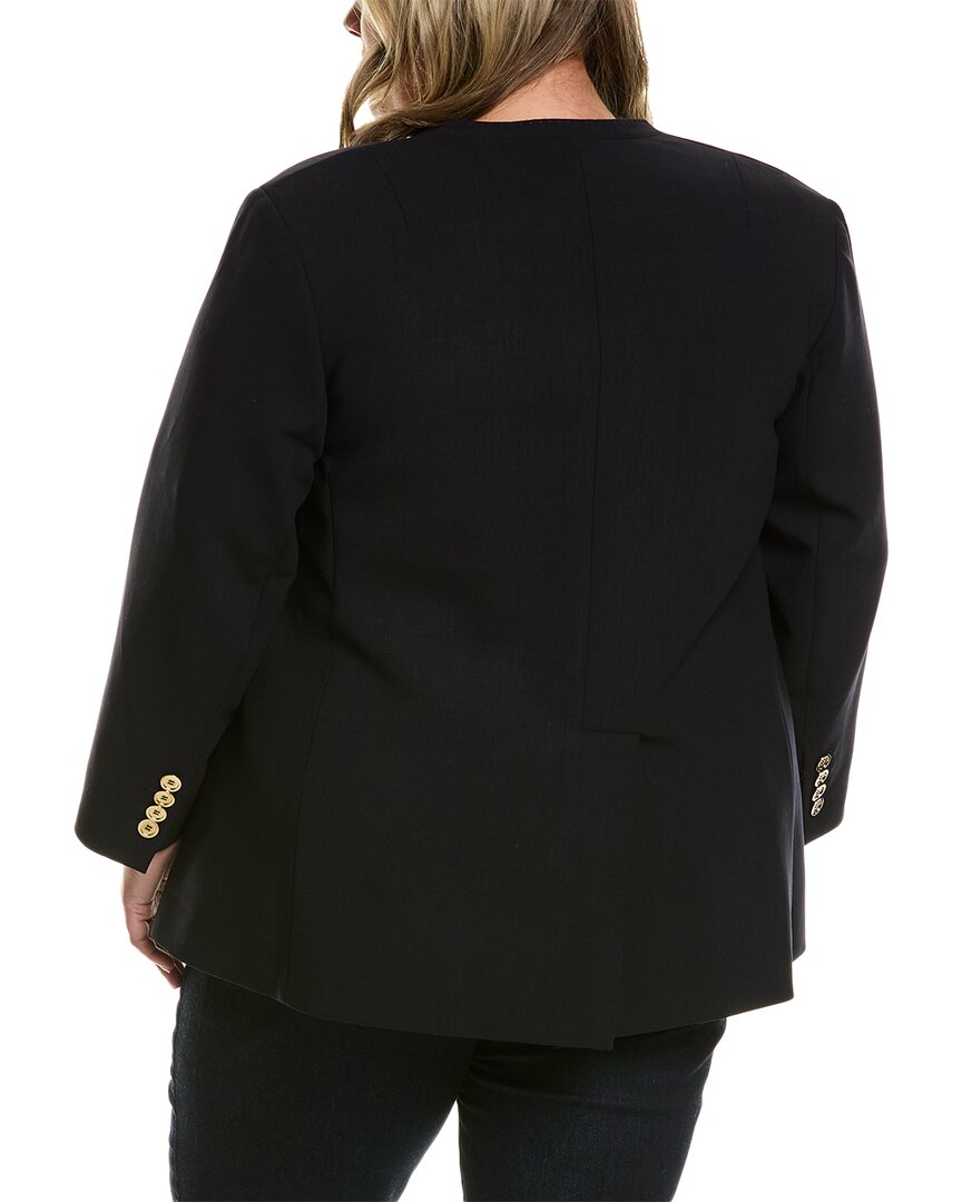 plus collarless double-breasted wool-blend blazer
