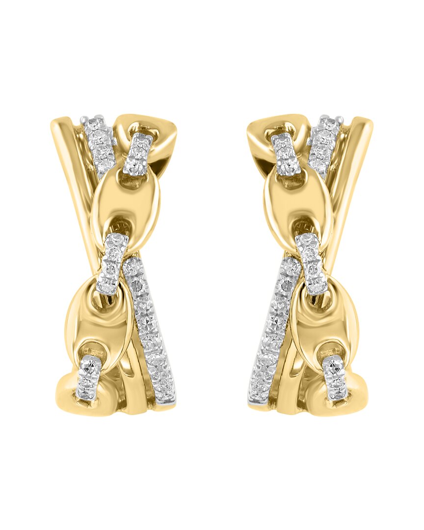 14k over silver 0.17 ct. tw. diamond earrings