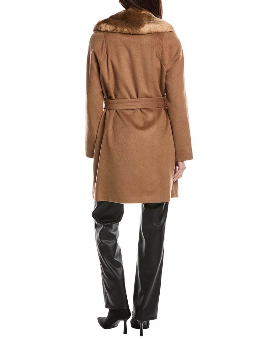 wool-blend wrap coat
