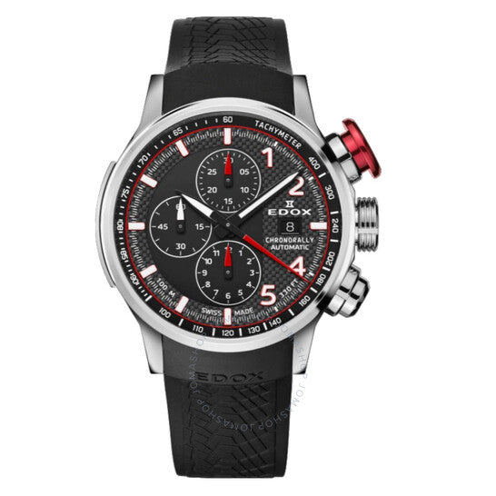 Edox, Chronorally Chronograph Automatic Black Dial Men's Watch