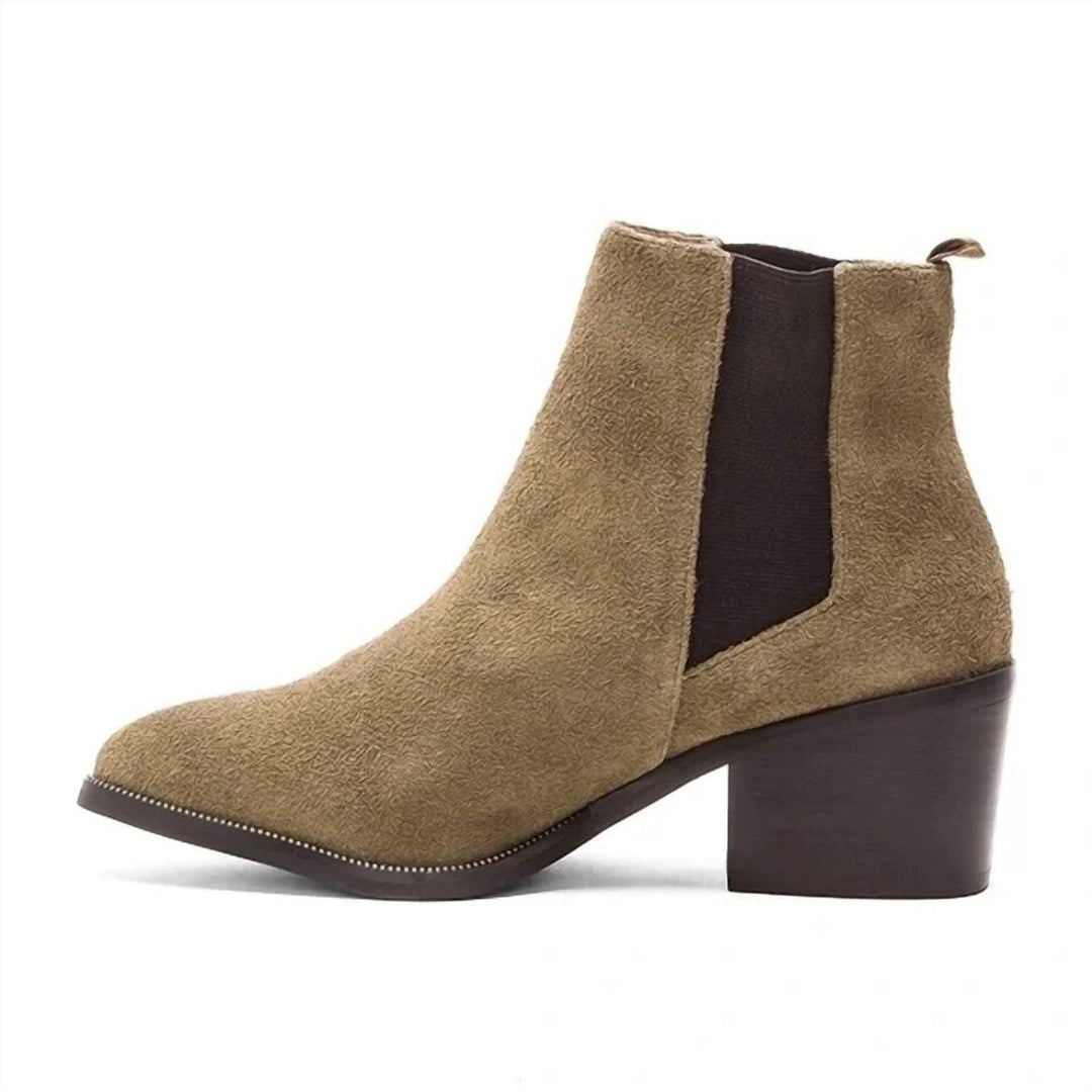 women's chelsea booties in moss green