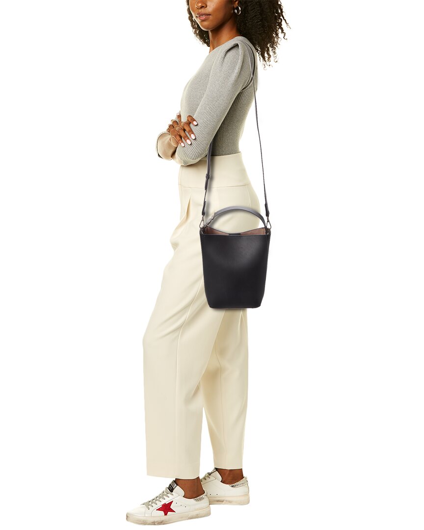 paige leather bucket bag, black