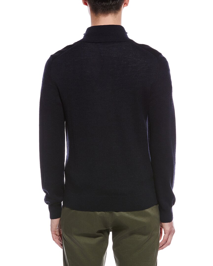 textured 1/4-zip merino wool mock neck sweater