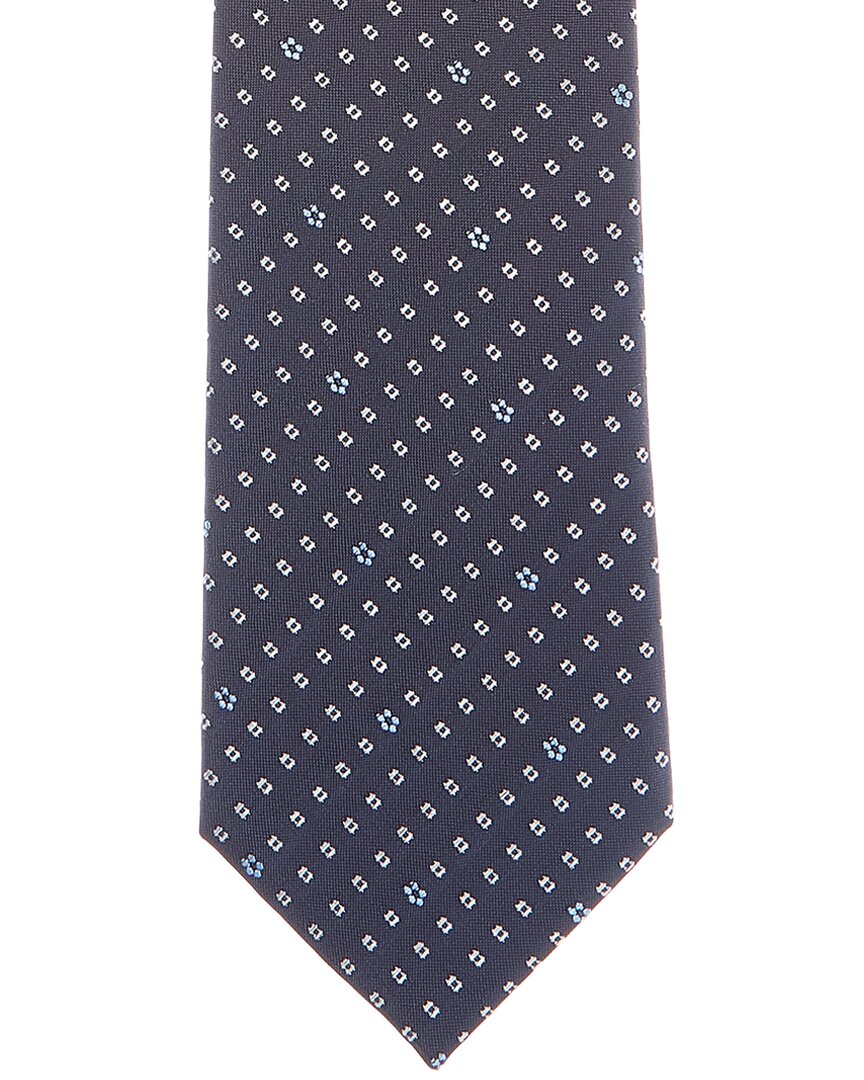 navy flowers silk-blend tie