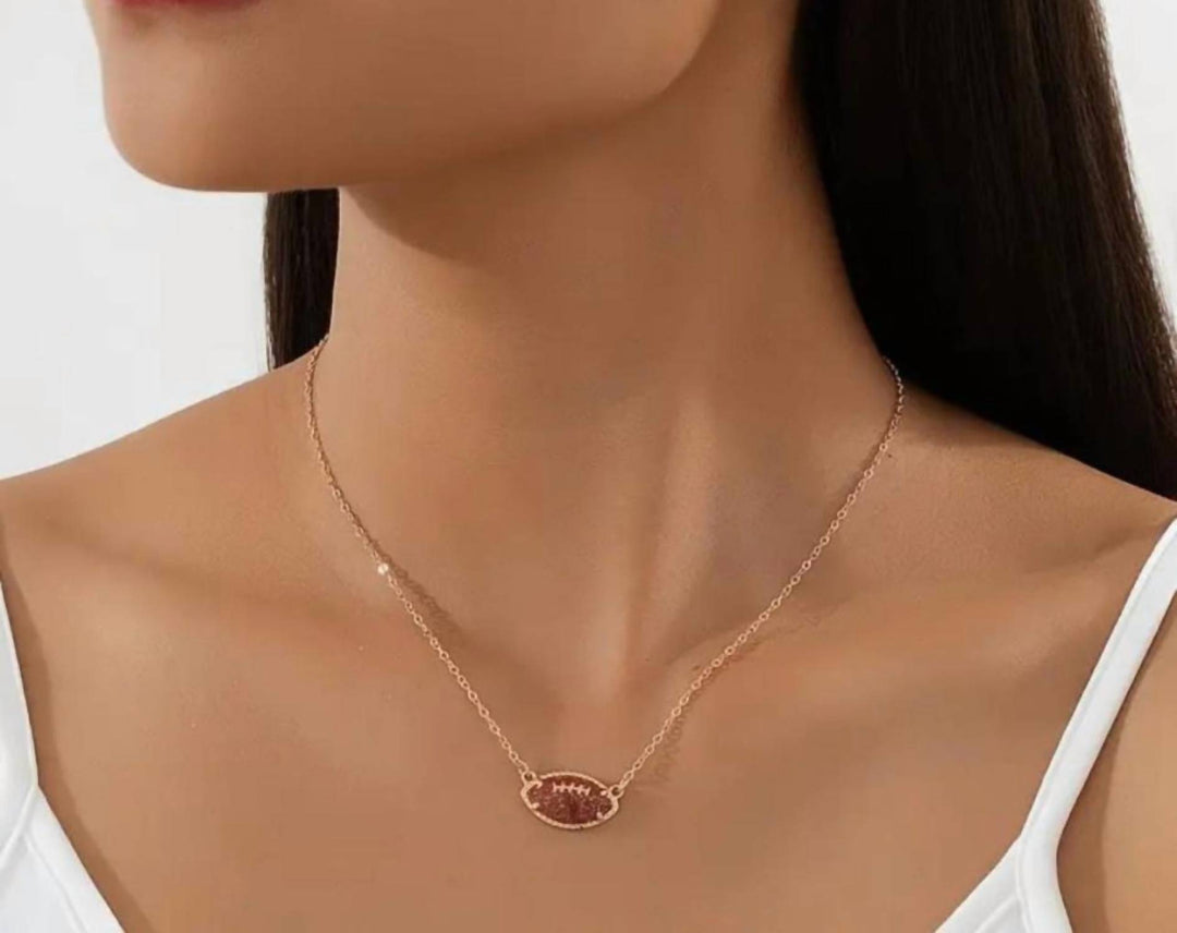 women's football earring and necklace set in gold plated