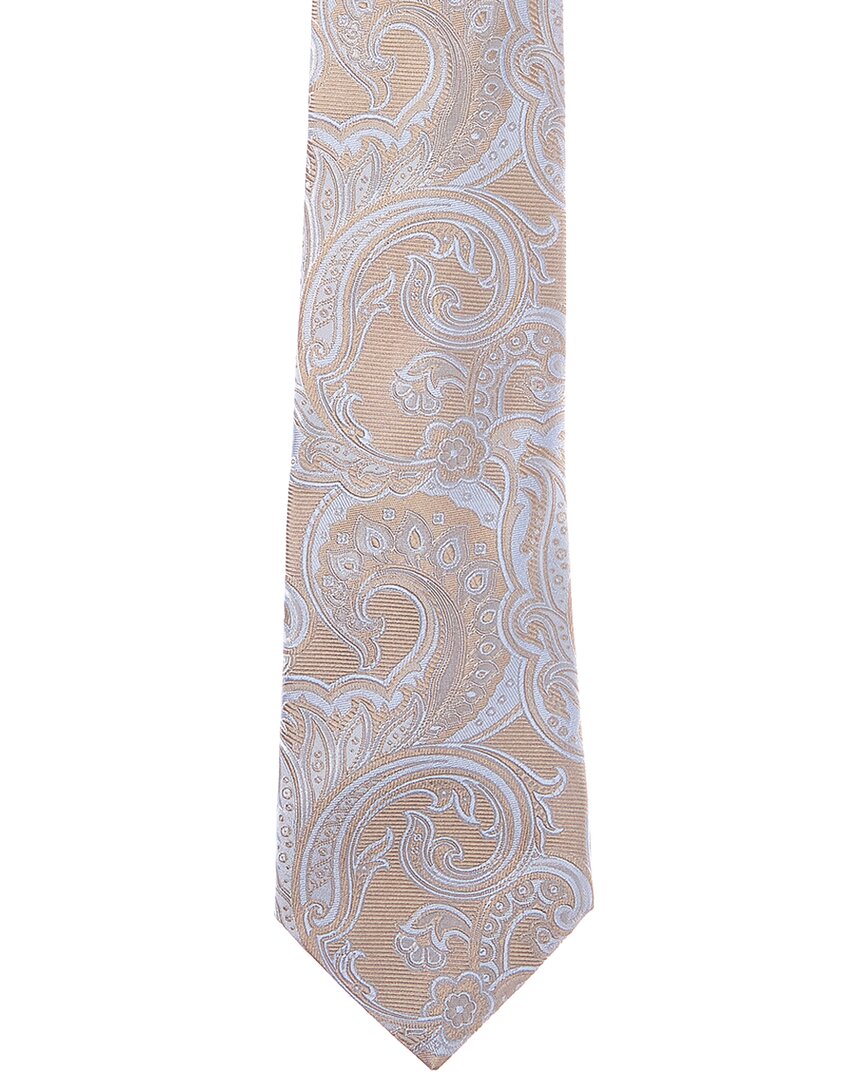 beige & blue paisley silk tie