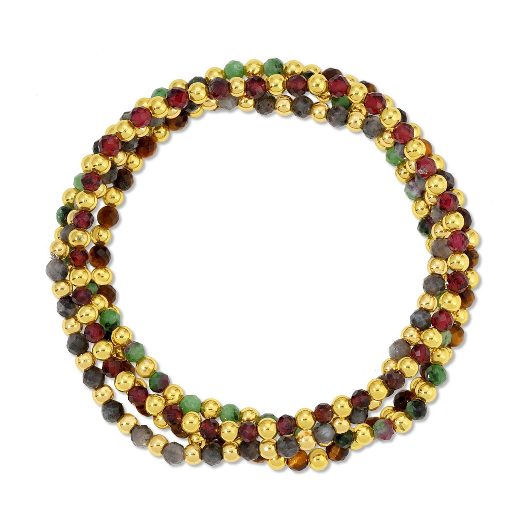 women's stretch beaded with stone accents bracelet in green