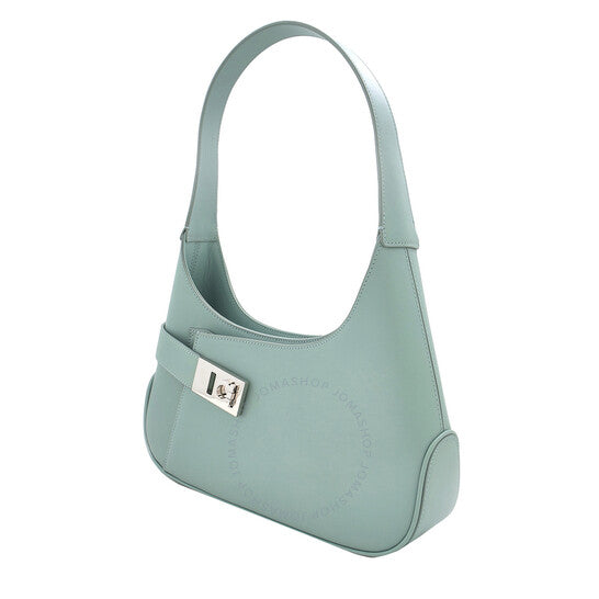 Ferragamo, Archive Calfskin Leather Hobo Shoulder Bag in Green