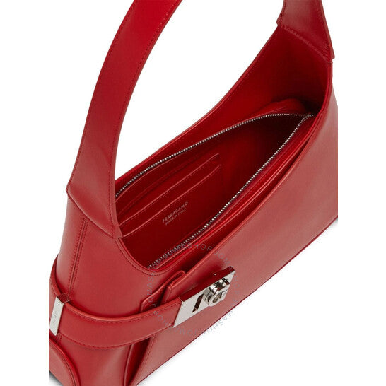 Ferragamo, Archive Calfskin Leather Hobo Shoulder Bag in Red