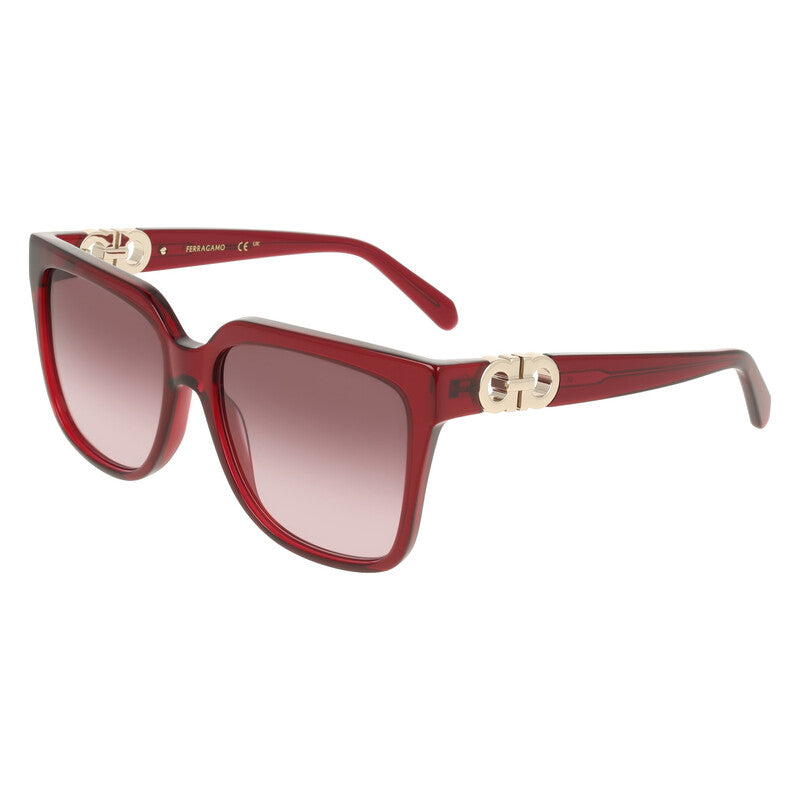Burgundy Gradient Square Ladies Sunglasses