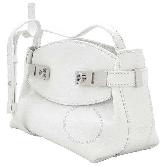 Ferragamo, Desconstructed Hug Soft Crossbody Bag (XS) in White