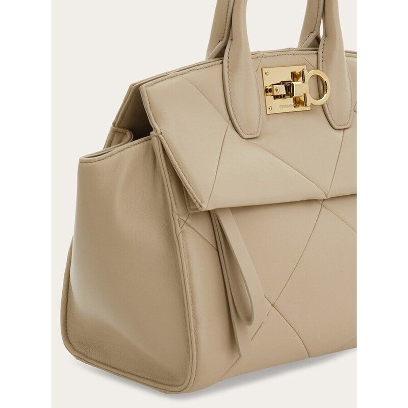 Women'S Beige Lamb Leather Bag