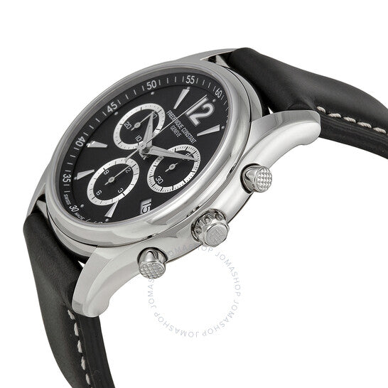 Frederique Constant, Junior Chronograph Black Dial Leather Men's Watch