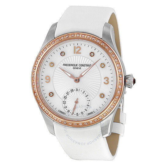 Frederique Constant, Maxime White Dial White Textile Strap Ladies Watch