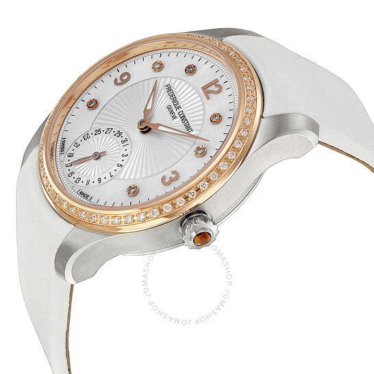 Frederique Constant, Maxime White Dial White Textile Strap Ladies Watch