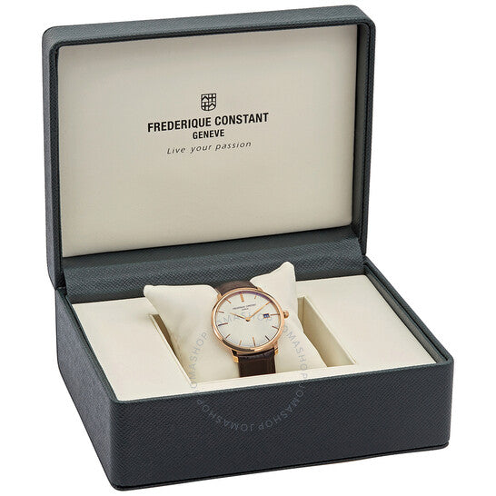 ساعة فريدريك كونستانت، أوتوماتيكية رفيعة للرجال بمينا فضي