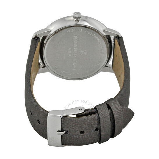 ساعة فريدريك كونستانت، رفيعة الخط، فضية اللون، بميناء جيلوشيه للسيدات