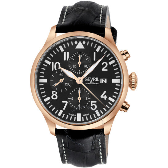 Gevril, Vaughn Chronograph Automatic Black Dial Men's Watch