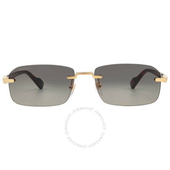 نظارة شمسية غوتشي للرجال بتصميم مستطيل ذهبي/هافانا