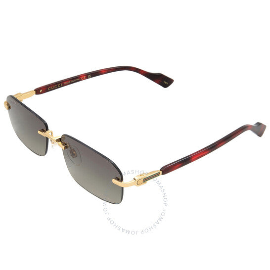 نظارة شمسية غوتشي للرجال بتصميم مستطيل ذهبي/هافانا