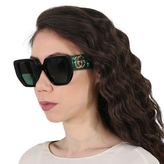 Gucci, Green Geometric Ladies Sunglasses