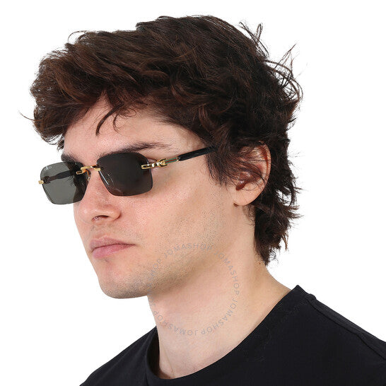 نظارة شمسية رجالية مستطيلة رمادية من جوتشي