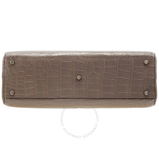 Gucci, Grey Zumi Medium Top Handle Bag In Crocodile Effect