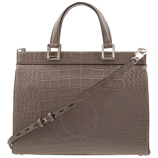 Gucci, Grey Zumi Medium Top Handle Bag In Crocodile Effect