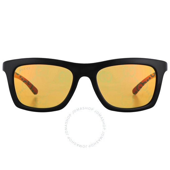 Gucci, Yellow Mirror Logo Sport Men's Sunglasses