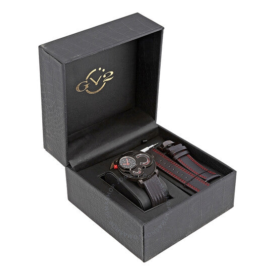 Gv2 By Gevril, Macchina Del Tempo Black Dial GMT Men's Watch