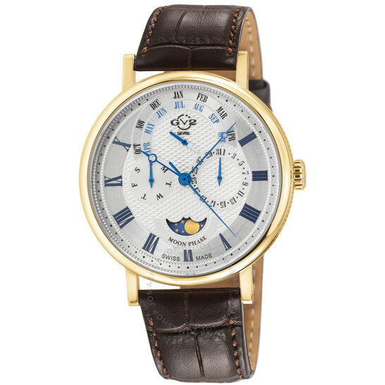 Gv2 By Gevril, Maestro Quartz Moon Phase Silver Dial Men's Watch
