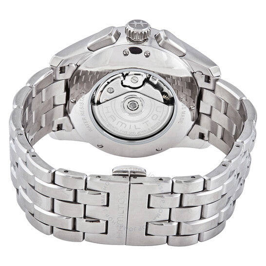 ساعة هاميلتون جازماستر كرونوغراف أوتوماتيكية للرجال بمينا أسود