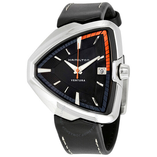 Hamilton, Ventura Elvis80 Black Dial Black Leather Men's Watch