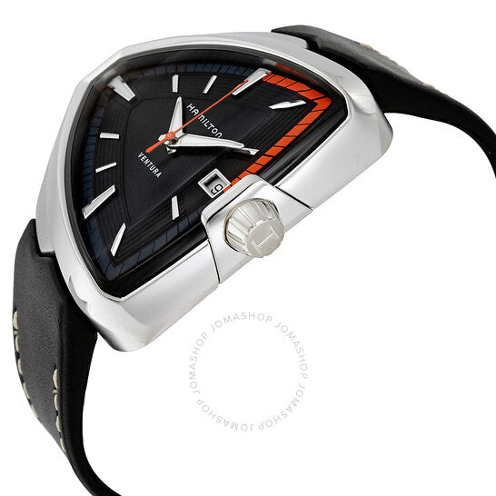 Hamilton, Ventura Elvis80 Black Dial Black Leather Men's Watch