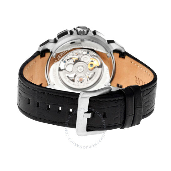 Heritor, Carter Silver Skeleton Dial Black Leather Men's Watch