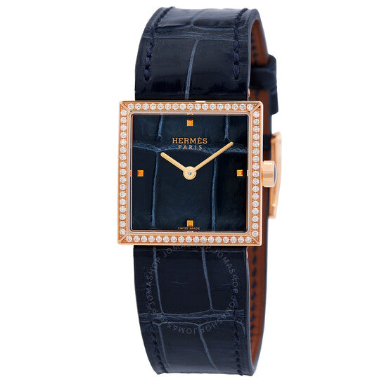 Hermes, Carre Cuir Quartz Diamond Blue Dial Ladies Watch
